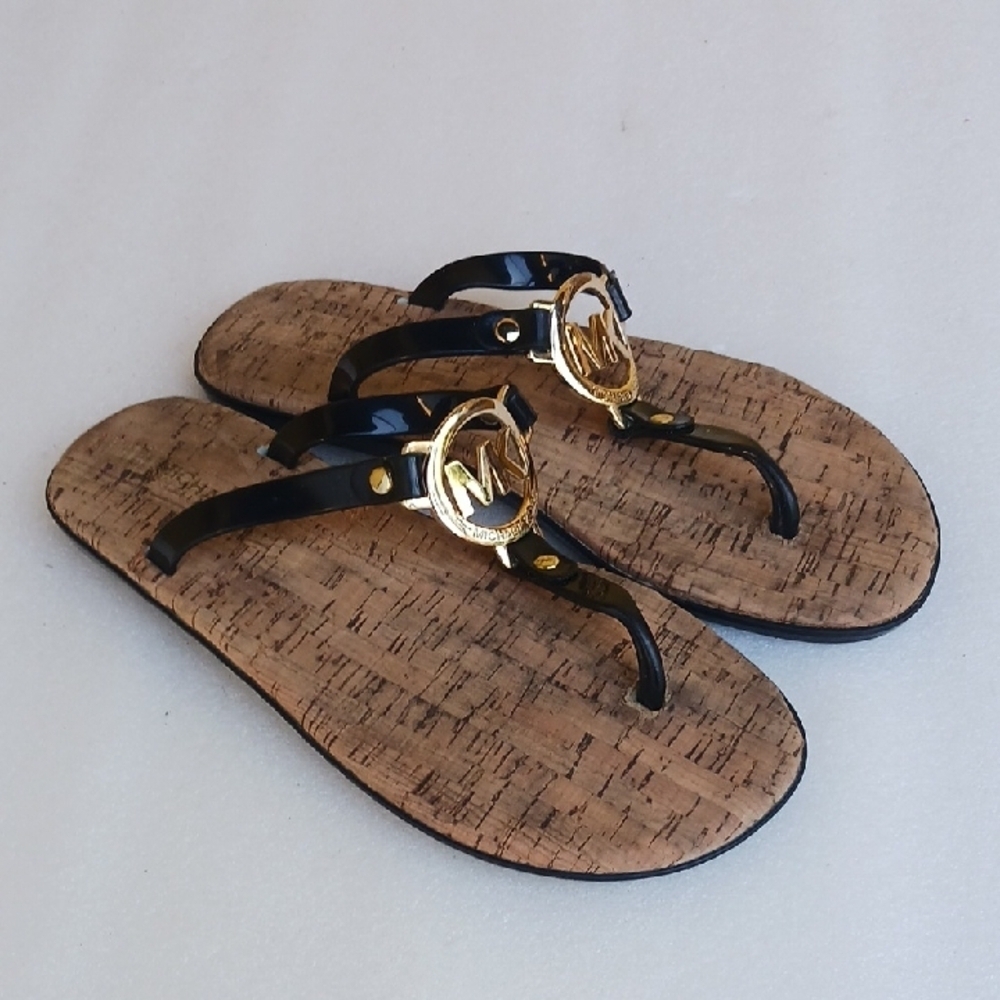 Michael Kors Black and Gold Women's Sandals Size 6-7
